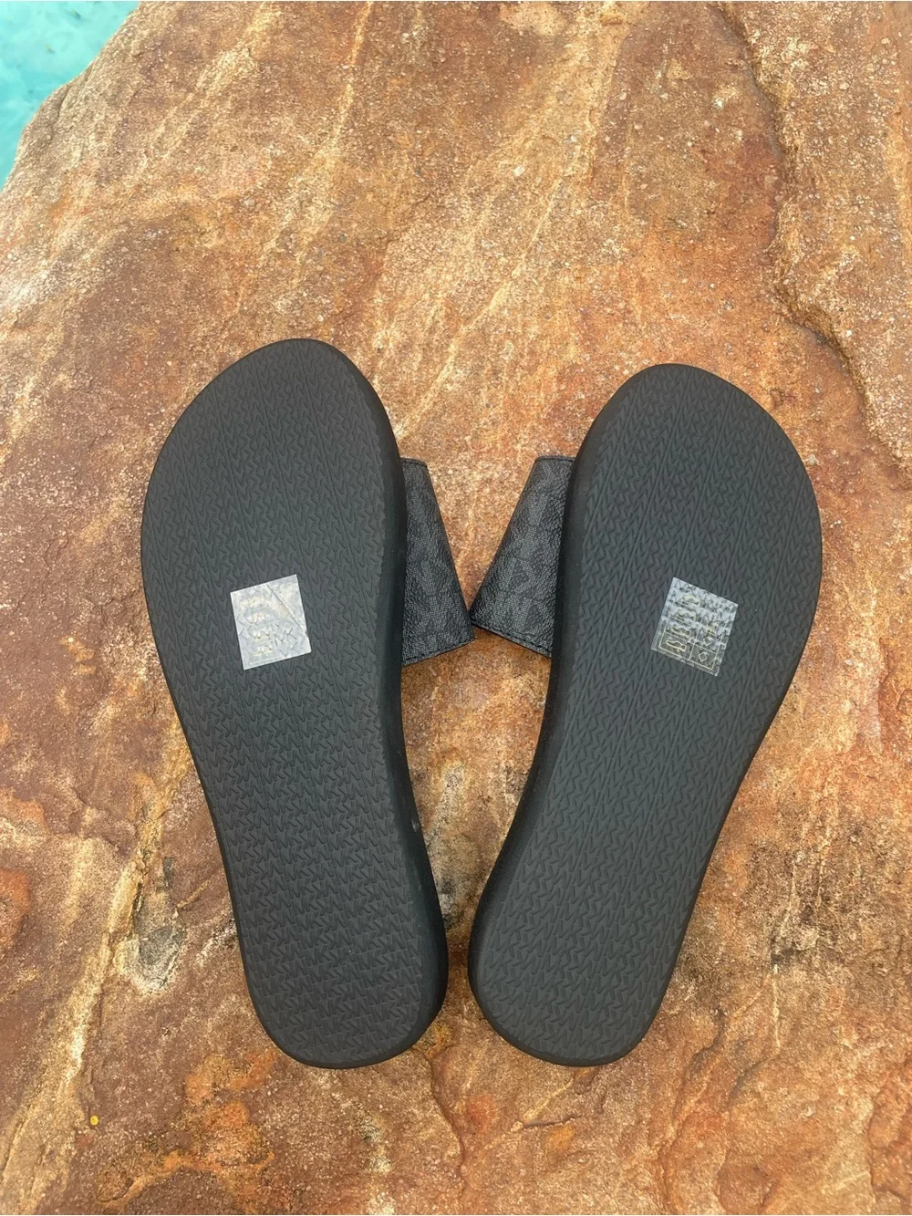 Michael Kors “Eva” MK Signature Logo Print Wade Slide Sandals NEW! (TSE)
